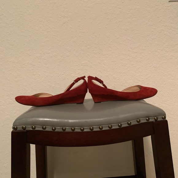 Suede Cranberry Kitten Wedges - Picture 6 of 8